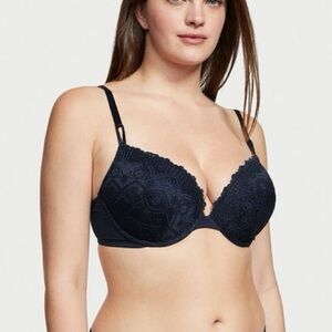 NWOT Victoria’s Secret Sexy Tee Lightly Lined Lace Demi Bra In Navy 36DD